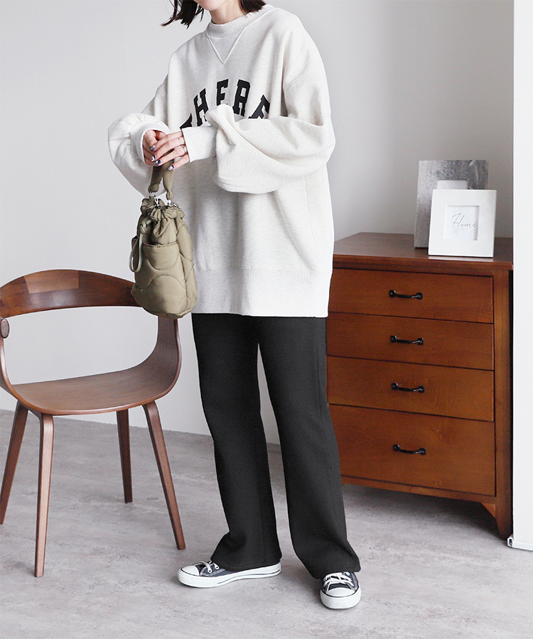 裏起毛ボンディングセミワイドリブパンツ