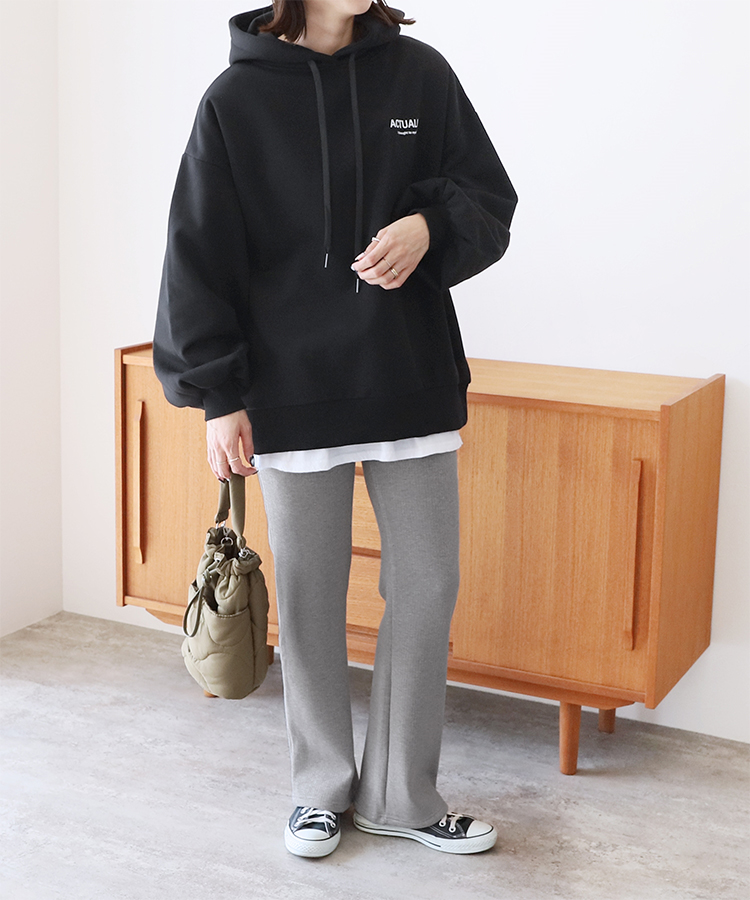 裏起毛ボンディングセミワイドリブパンツ