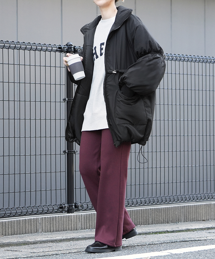 裏起毛ボンディングセミワイドリブパンツ