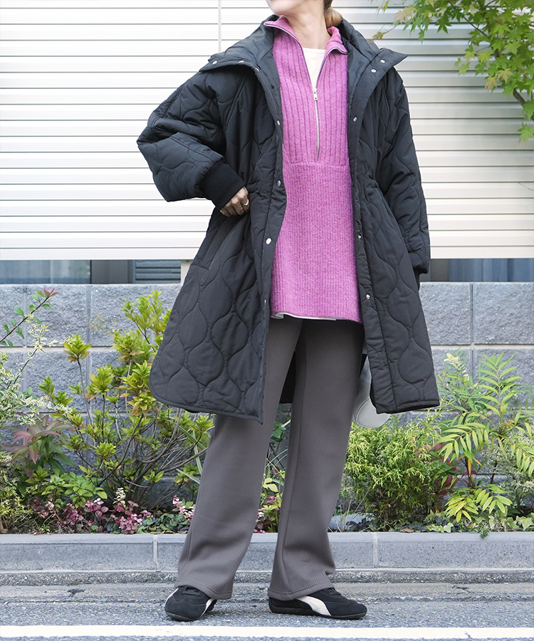 裏起毛ボンディングセミワイドリブパンツ