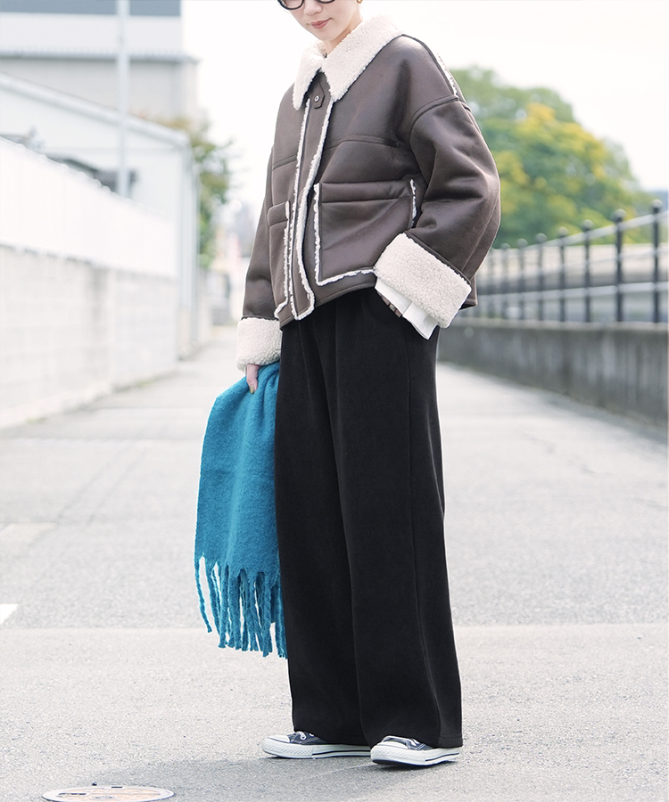 コーデュロイ裏フリースイージーパンツ