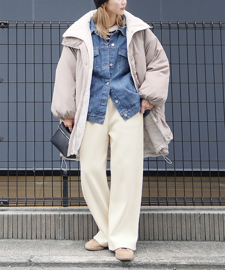 コーデュロイ裏フリースイージーパンツ