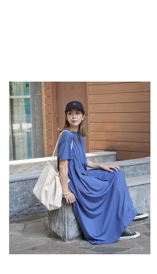 ウエストギャザー切替ワンピース