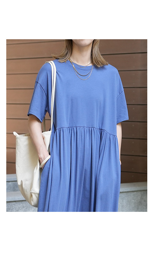 ウエストギャザー切替ワンピース