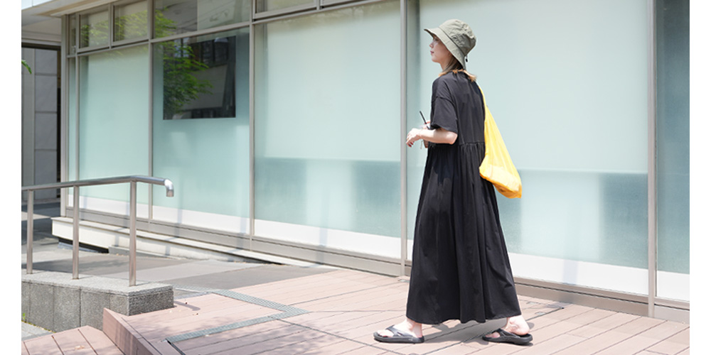 ウエストギャザー切替ワンピース