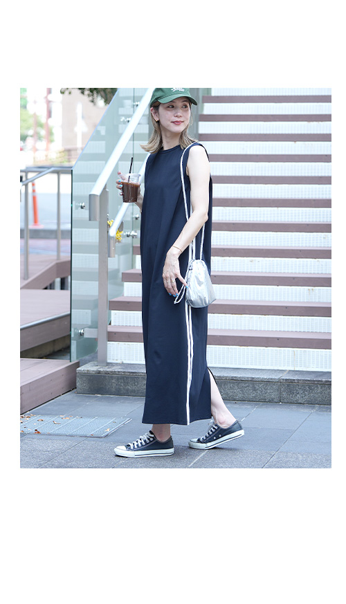 サイドラインノースリーブワンピース