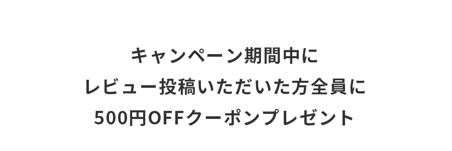 キャンペーン期間中にレビュー投稿いただいた方全員に500円OFFクーポンプレゼント
