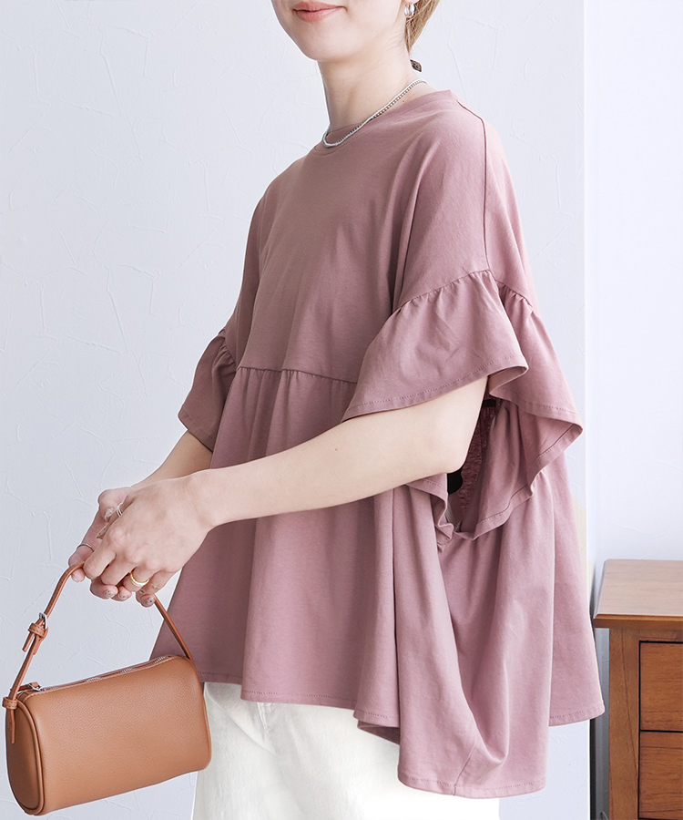 フレンチフリル袖ワイドカットソー
