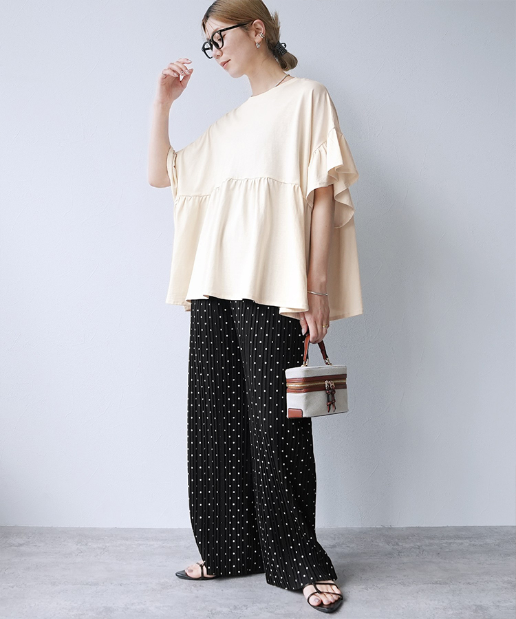 フレンチフリル袖ワイドカットソー