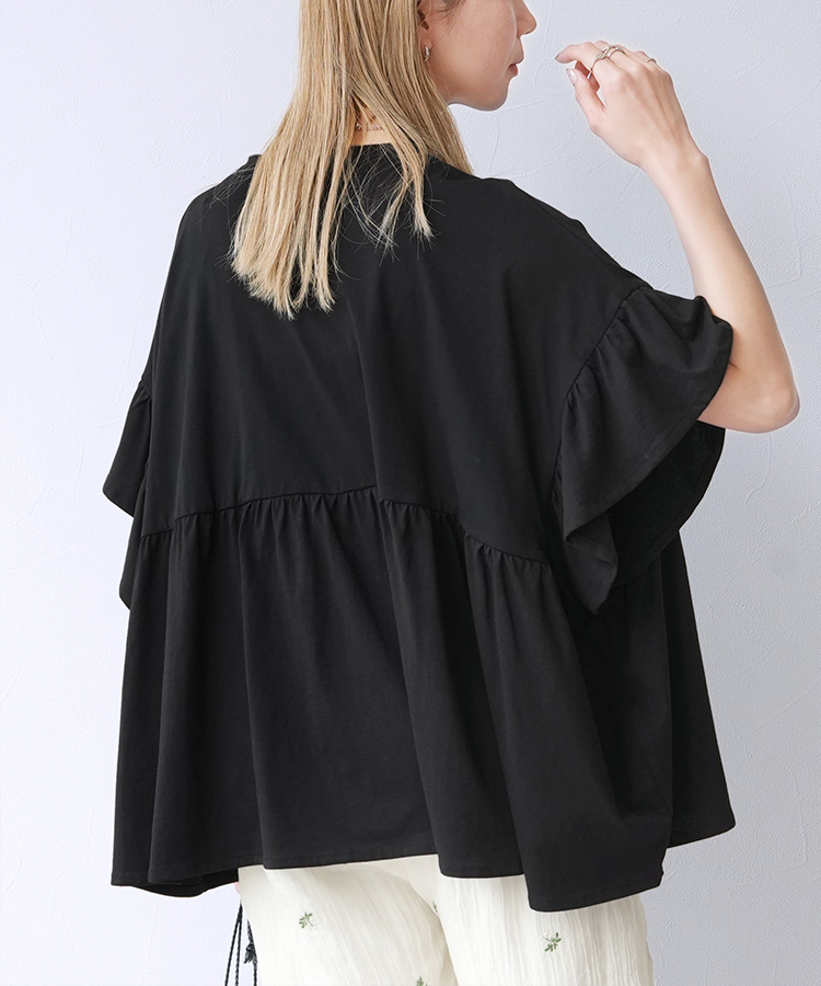 フレンチフリル袖ワイドカットソー
