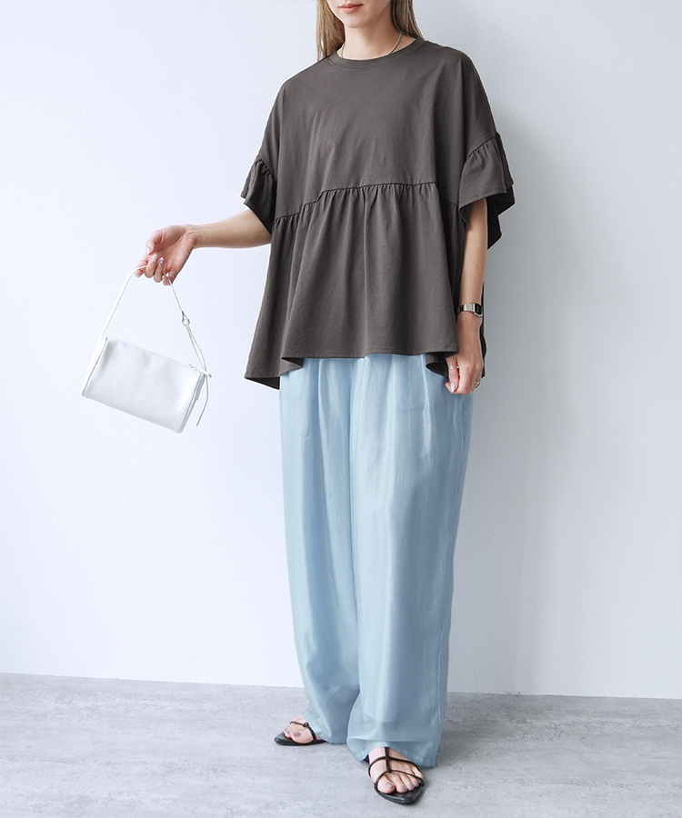 フレンチフリル袖ワイドカットソー