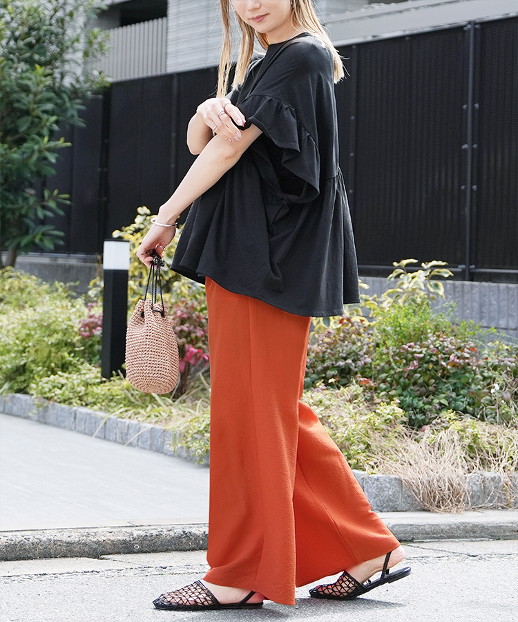 無地/ストライプエンボス加工イージーパンツ