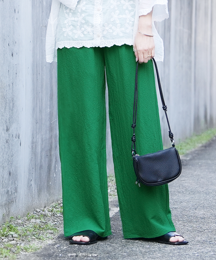 無地/ストライプエンボス加工イージーパンツ