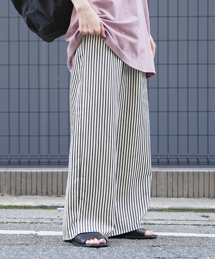 無地/ストライプエンボス加工イージーパンツ