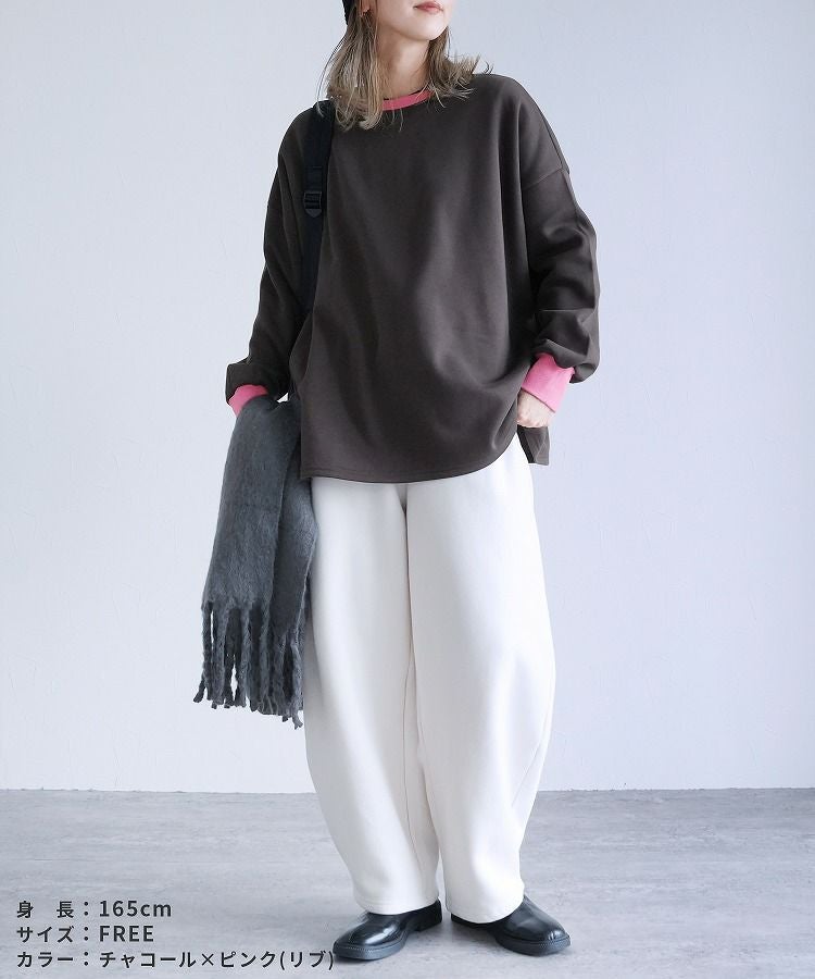 新色追加☆無地/ボーダー裏起毛ビッグプルオーバー(R21249-v・R21250-v