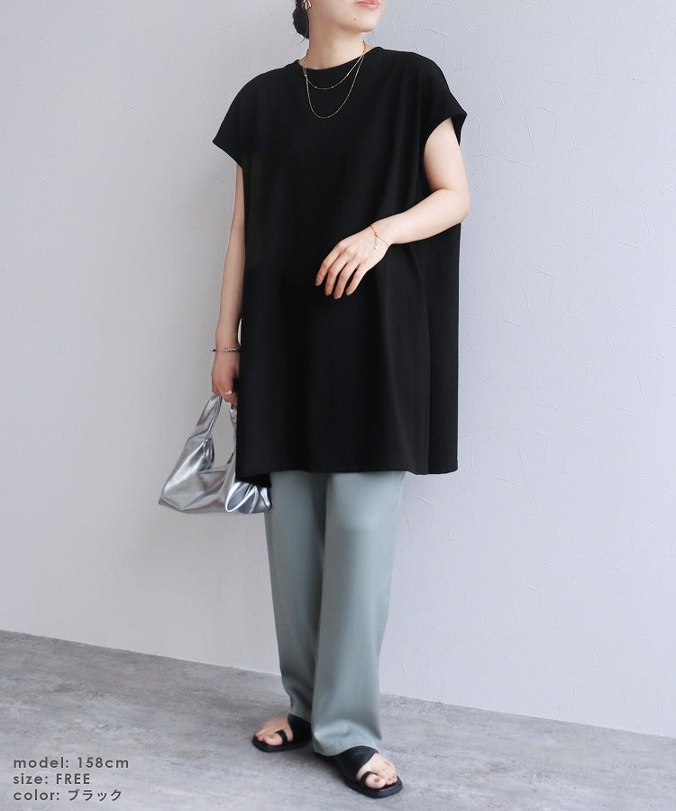 フレンチスリーブチュニックカットソー(R22157-k) ネコポス発送10