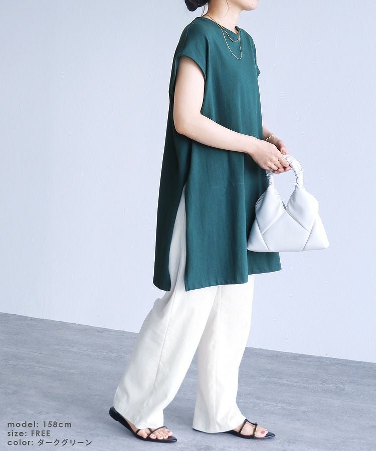 フレンチスリーブチュニックカットソー(R22157-k) ネコポス発送10