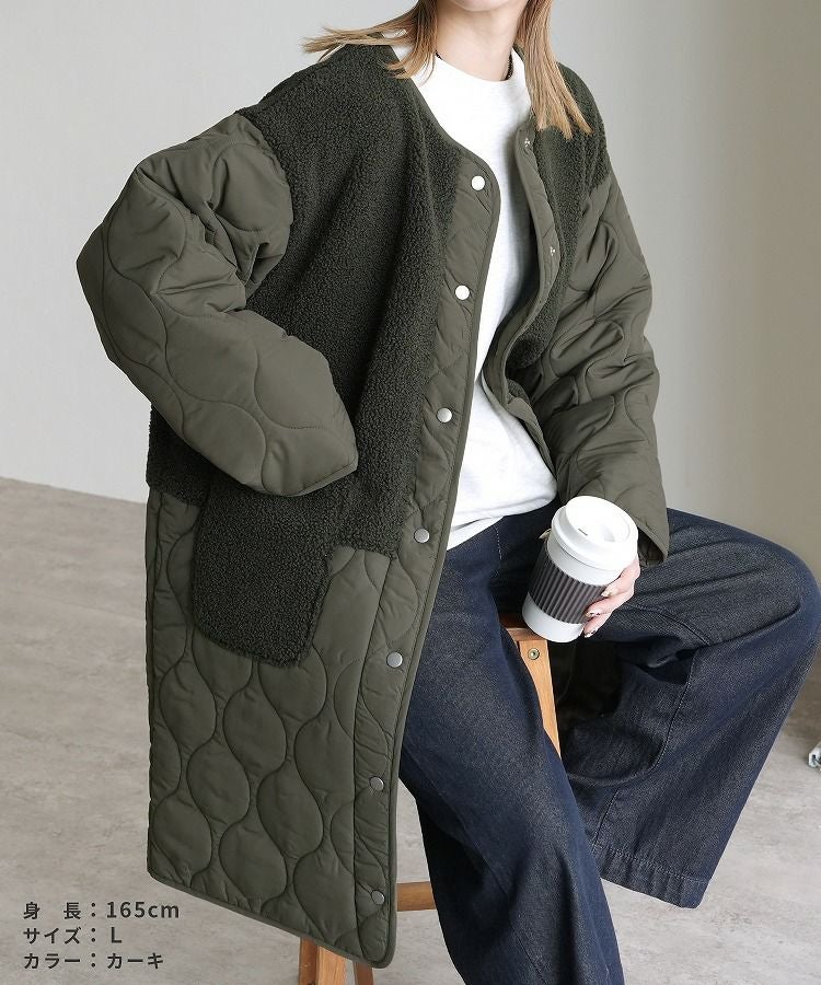 ノーカラーボア×ひょうたんキルトコート(y9961) 宅配便発送 | reca