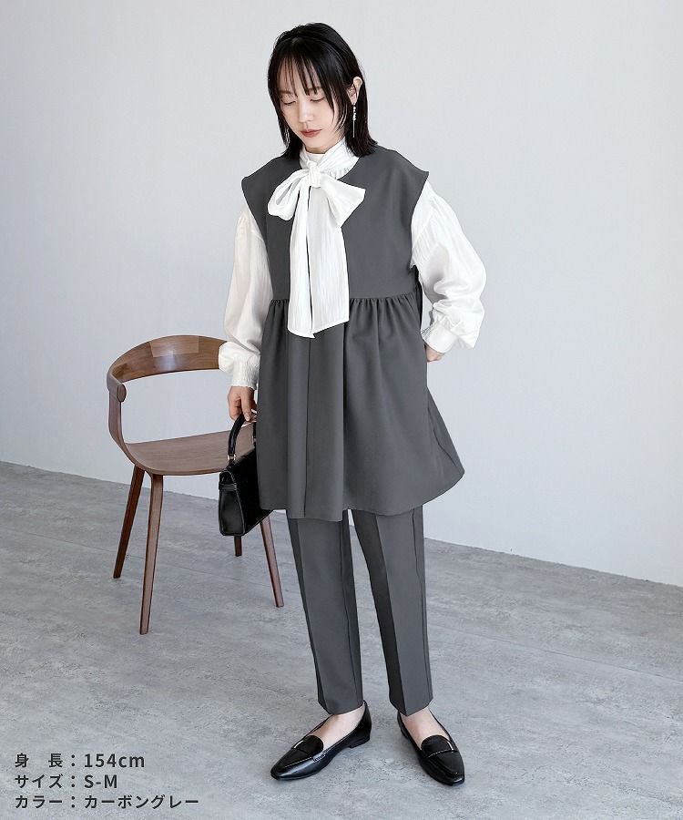 myine_my マイン　ギャザーぺプラムベスト 再販】Vネックギャザーペプラムベスト | CARDIGAN/COATIGAN | anana