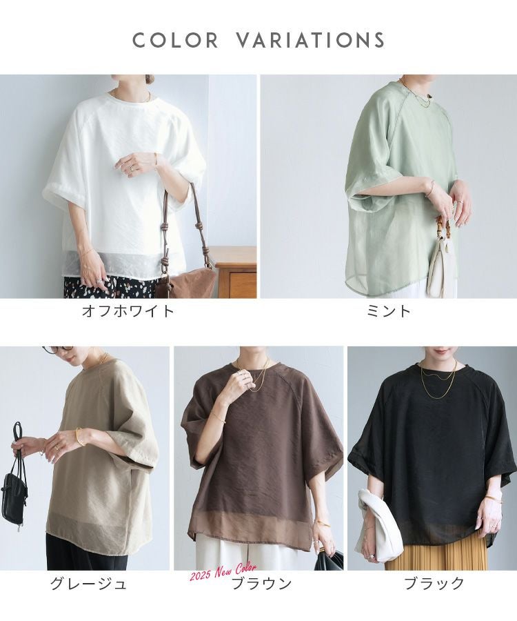 オーガンジー重ねラグラン半袖Tシャツ(day252630) ネコポス発送10