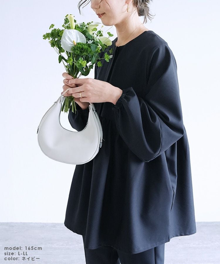 ペプラムギャザーノーカラージャケット(bel-hr-0622) ネコポス発送10