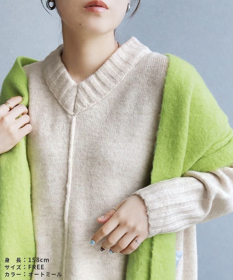 Vネック天竺ニットプルオーバー(bel-eb-199) 宅配便発送 | reca