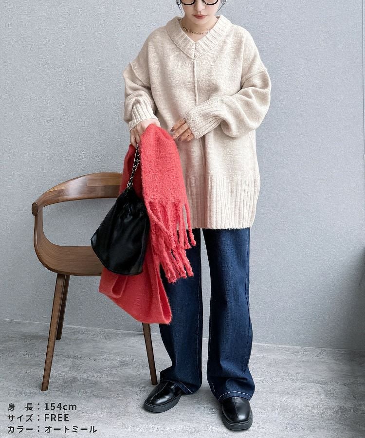 Vネック天竺ニットプルオーバー(bel-eb-199) 宅配便発送 | reca