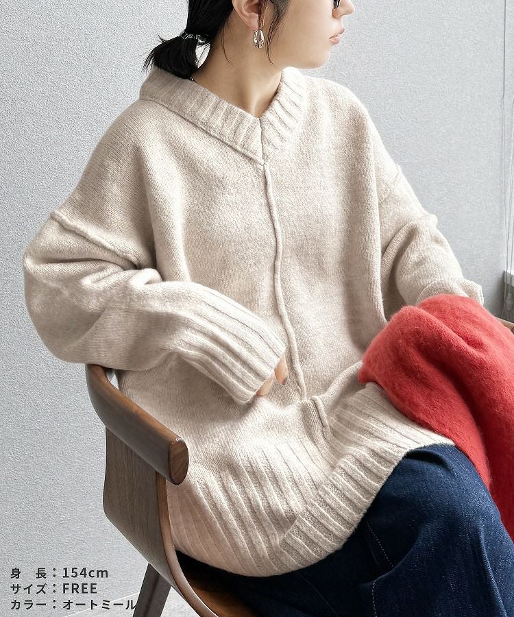 Vネック天竺ニットプルオーバー(bel-eb-199) 宅配便発送 | reca