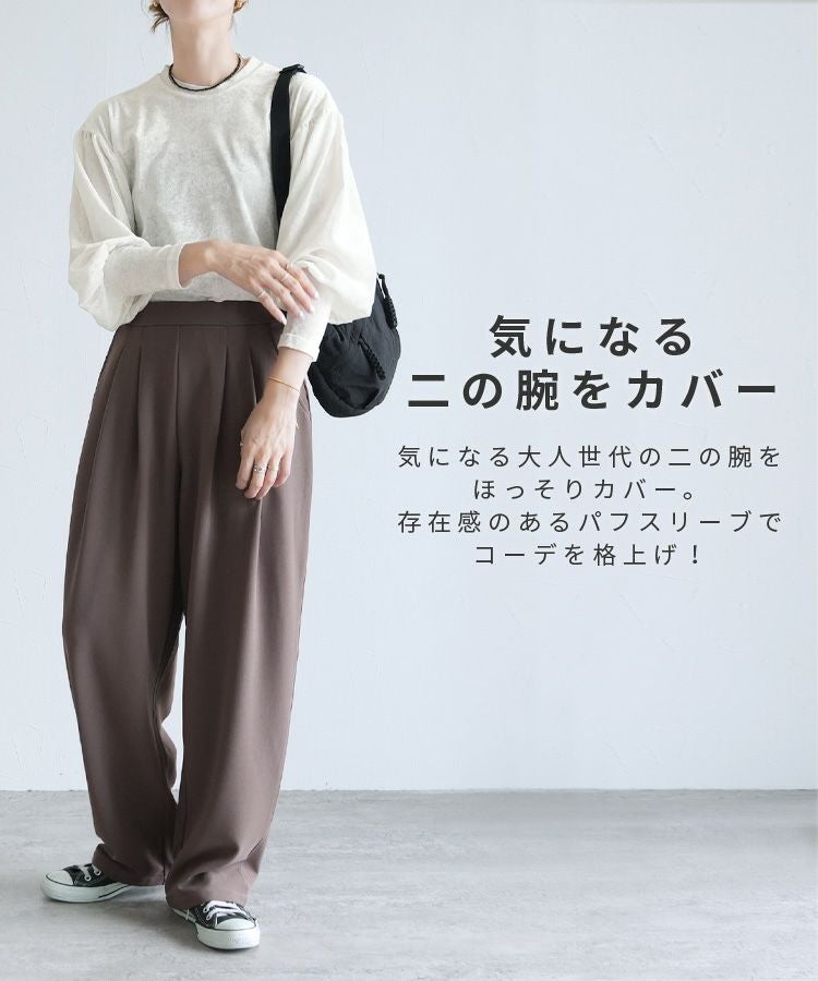 ベロア風シアーパフスリーブプルオーバー(hi285846) ネコポス発送10