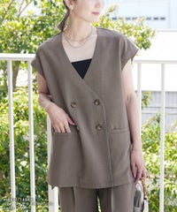 フレンチスリーブジャケット×コクーンワイドパンツ セットアップ(y2824-set)  宅配便発送 - サムネイル10