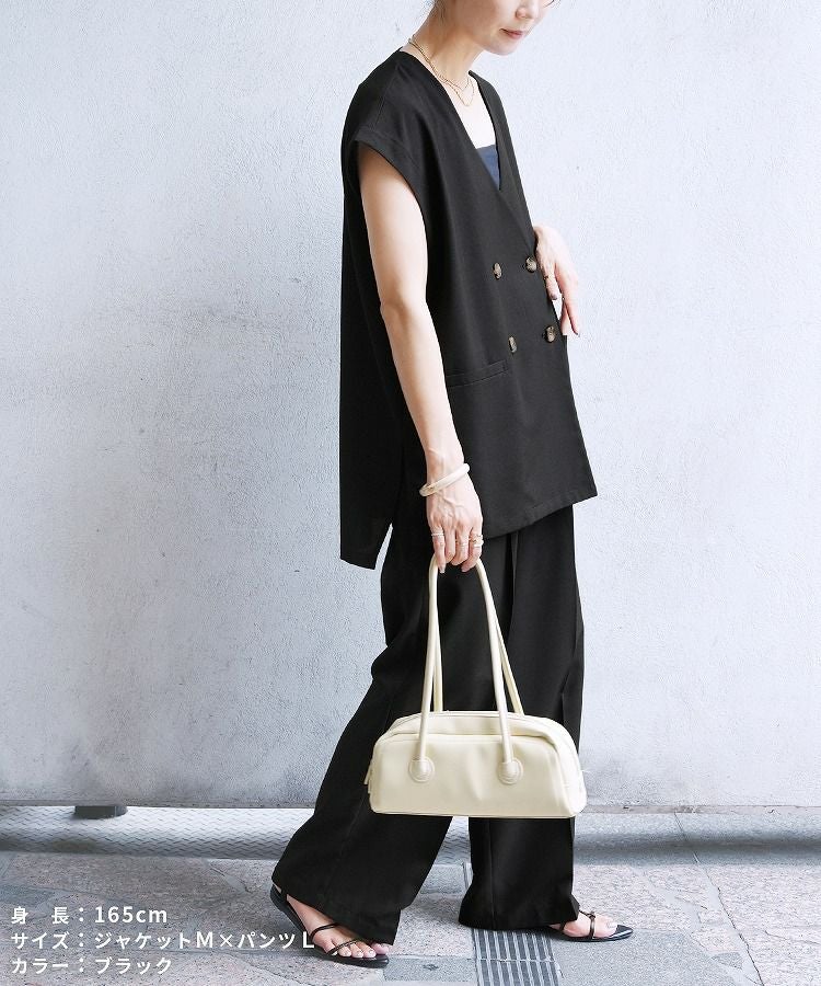 フレンチスリーブジャケット×コクーンワイドパンツ セットアップ(y2824