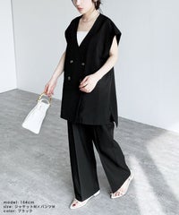 フレンチスリーブジャケット×コクーンワイドパンツ セットアップ(y2824-set)  宅配便発送 - サムネイル17