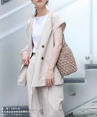 フレンチスリーブジャケット×コクーンワイドパンツ セットアップ(y2824-set)  宅配便発送 - サムネイル22