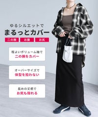 ボウタイ付きチェック柄オーバーサイズシャツ(p246542set) reca レカ メール便発送10 - サムネイル6