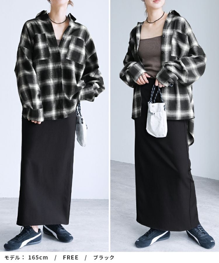 ボウタイ付きチェック柄オーバーサイズシャツ(p246542set) reca レカ
