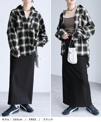 ボウタイ付きチェック柄オーバーサイズシャツ(p246542set) reca レカ メール便発送10 - サムネイル9