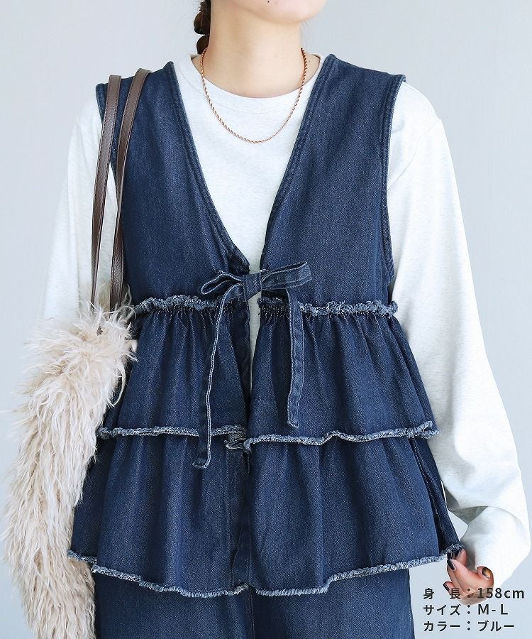 フリルティアードデニムベスト(wd-0418) ネコポス発送10 | reca