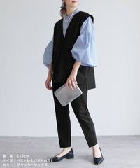 Vネックベスト×テーパードパンツ×マオカラーシャツセット(bel-hr-0617-s1) 宅配便発送 - サムネイル14