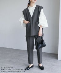 Vネックベスト×テーパードパンツ×マオカラーシャツセット(bel-hr-0617-s1) 宅配便発送 - サムネイル20