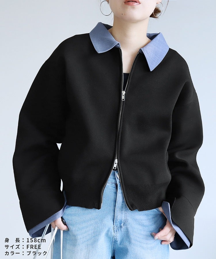 今季セオリー襟付きジッブカーディガンSサイズ Double knit ブラック 今季セオリー襟付きジッブカーディガンSサイズ Double knit ブラック