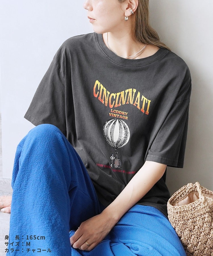 ヴィンテージ気球プリントロゴTシャツ(bel-z-33324) メール便発送10