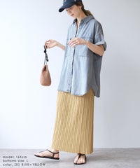 【Official限定】デニム半袖シャツ×プリーツスカートセットcode-35宅配便発送(p246373/y2775) - サムネイル9