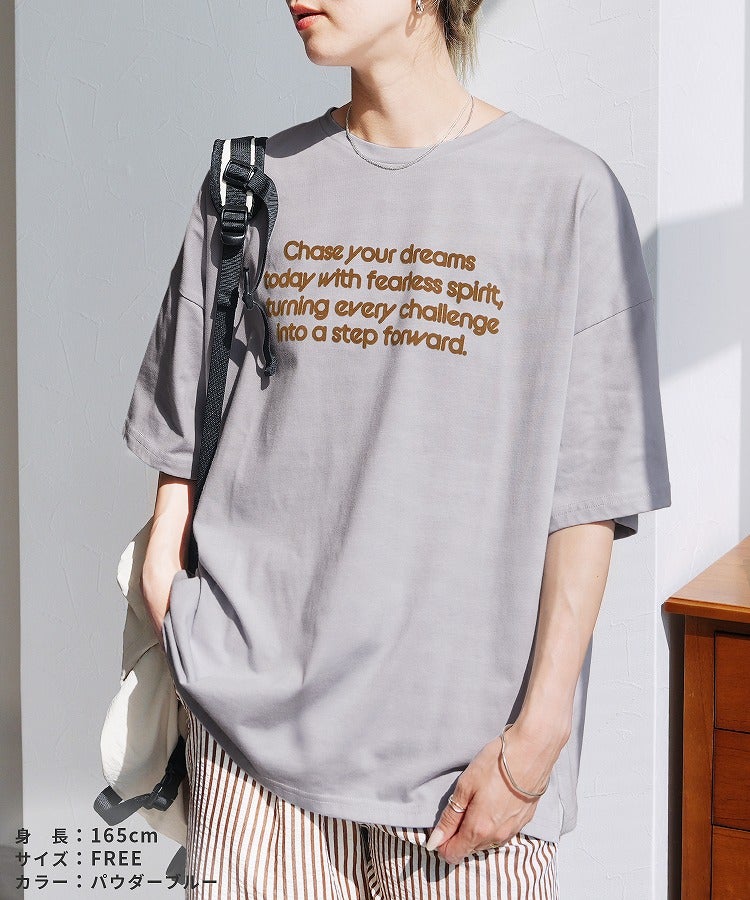 配色フロッキーロゴプリントBIGTシャツ(day256169) ネコポス発送10
