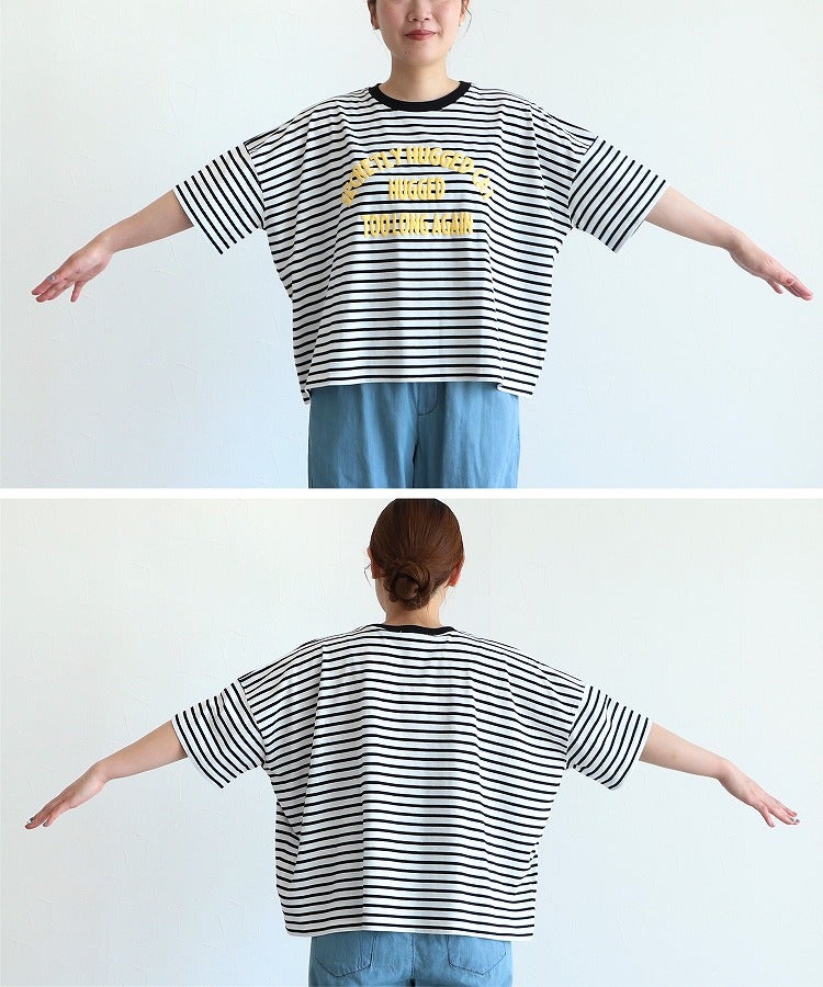 接触冷感】ロゴ発泡プリントワイドボーダーTシャツ(on6643570) メール