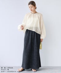 前後2WAY花柄刺繍ボリュームスリーブリボンシアーブラウス(bel-z-33328) メール便発送10 - サムネイル8
