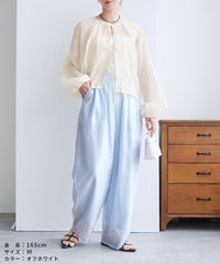 前後2WAY花柄刺繍ボリュームスリーブリボンシアーブラウス(bel-z-33328) メール便発送10 - サムネイル11