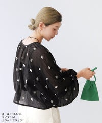 前後2WAY花柄刺繍ボリュームスリーブリボンシアーブラウス(bel-z-33328) メール便発送10 - サムネイル17