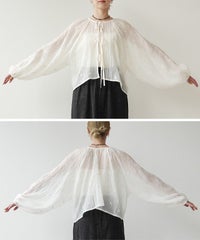 前後2WAY花柄刺繍ボリュームスリーブリボンシアーブラウス(bel-z-33328) メール便発送10 - サムネイル24