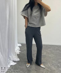 【hyu,il】サイドポケットセミフレアリブパンツ(hyu2505-k) メール便発送10 - サムネイル9