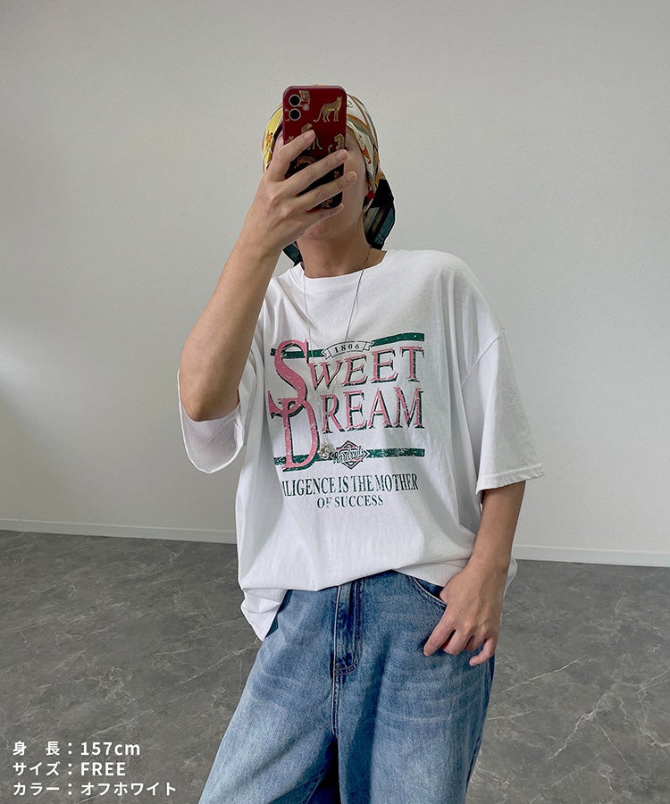 HAPPYBAG(C)】【hyu,il】ヴィンテージライク プリント半袖Tシャツ